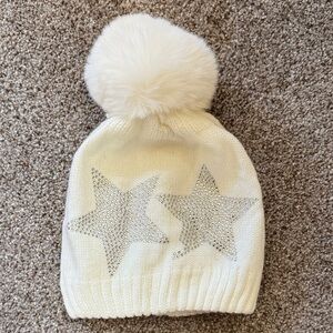 Anna & Ava Ivory Beanie with Glittering Stars